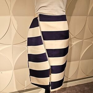 8 NICHOLAS Navy Blue & White Stripe Skirt